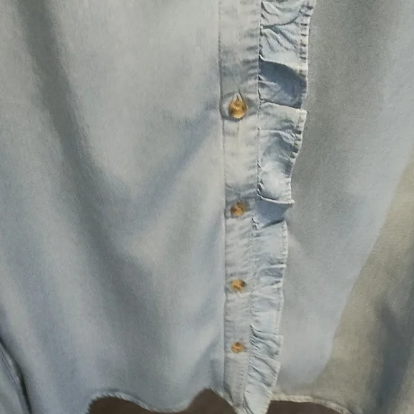 Simons Light Denim Ruffled Blouse - Picture 6 of 7